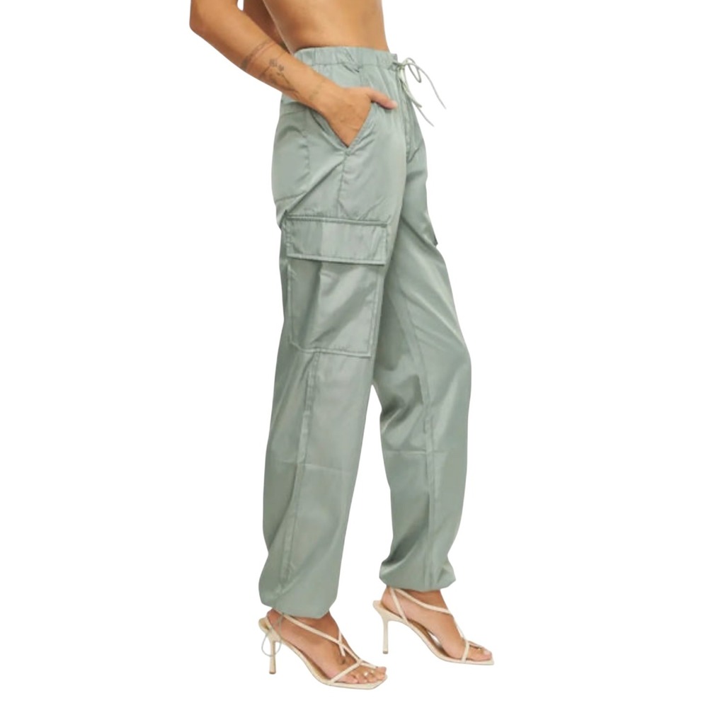 Pistola NWT Jade Lightweight Cargo Trousers XS Bluff Green Drawstring High Waist - Picture 2 of 11